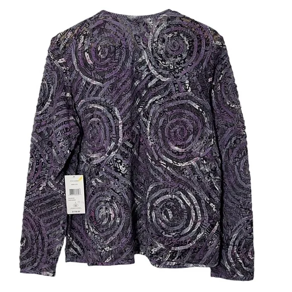 NWT Laura Ashley Purple Mesh Full Zip Jacket Womens Size L Spring Colorful